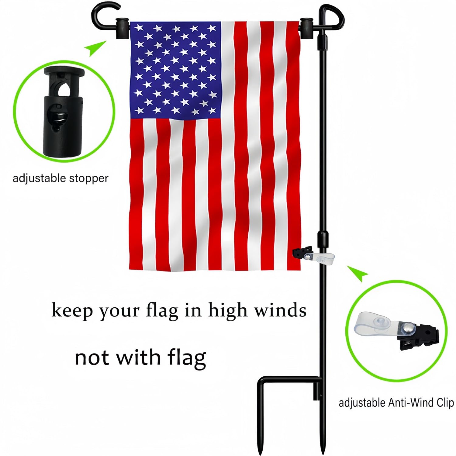 Akeydeco assembled flagpole stand installed in garden for visibility