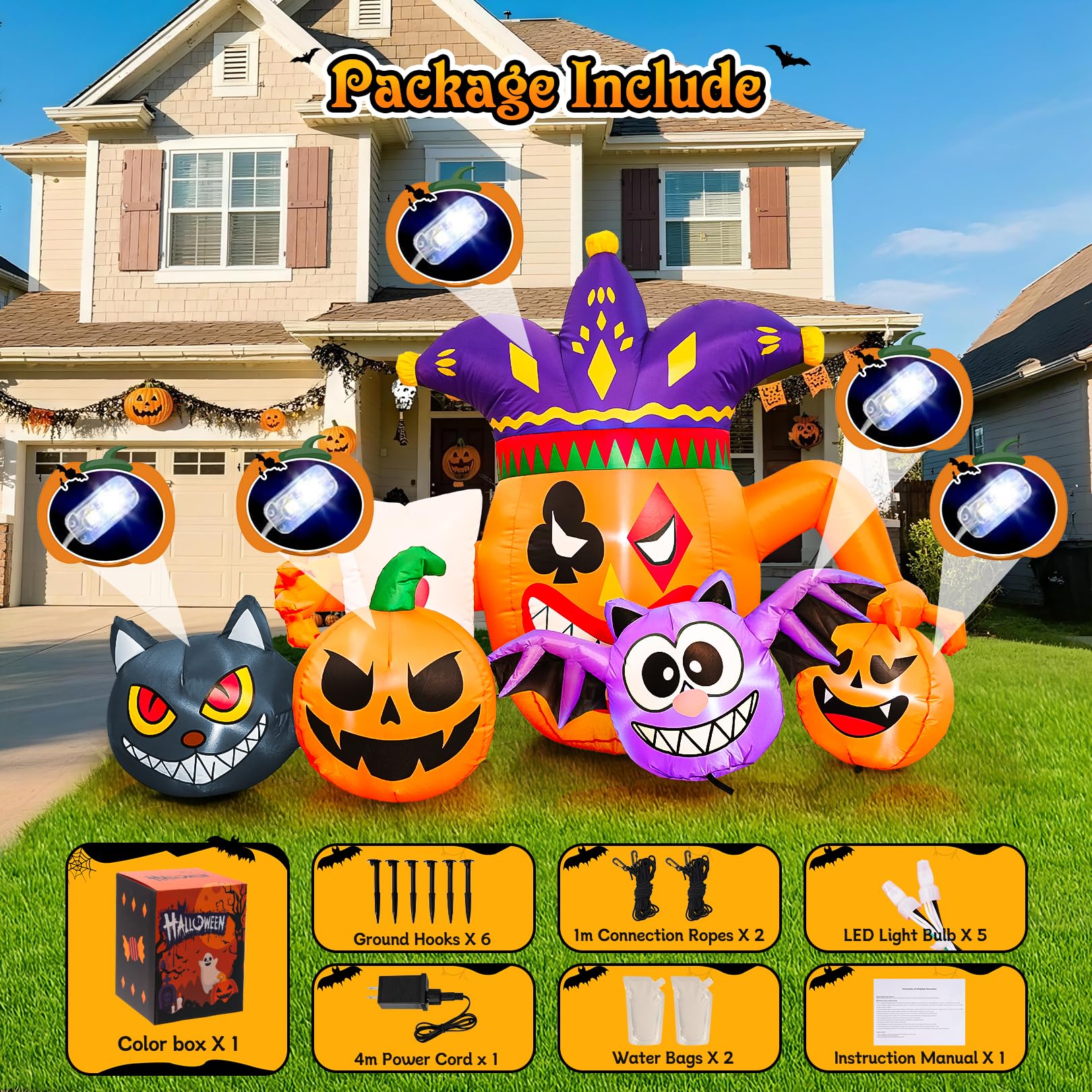 AKEYDIY inflatable set in a yard at night creating festive Halloween visibility