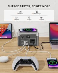 Akiisolo close-up of AC outlet and ports enabling versatile power options