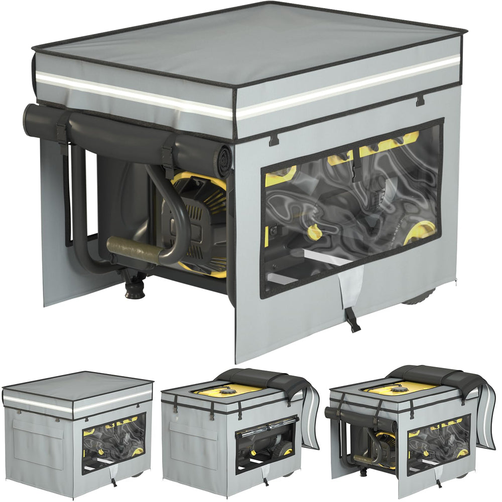 akkkan front-facing generator cover protecting controls and outlets during use