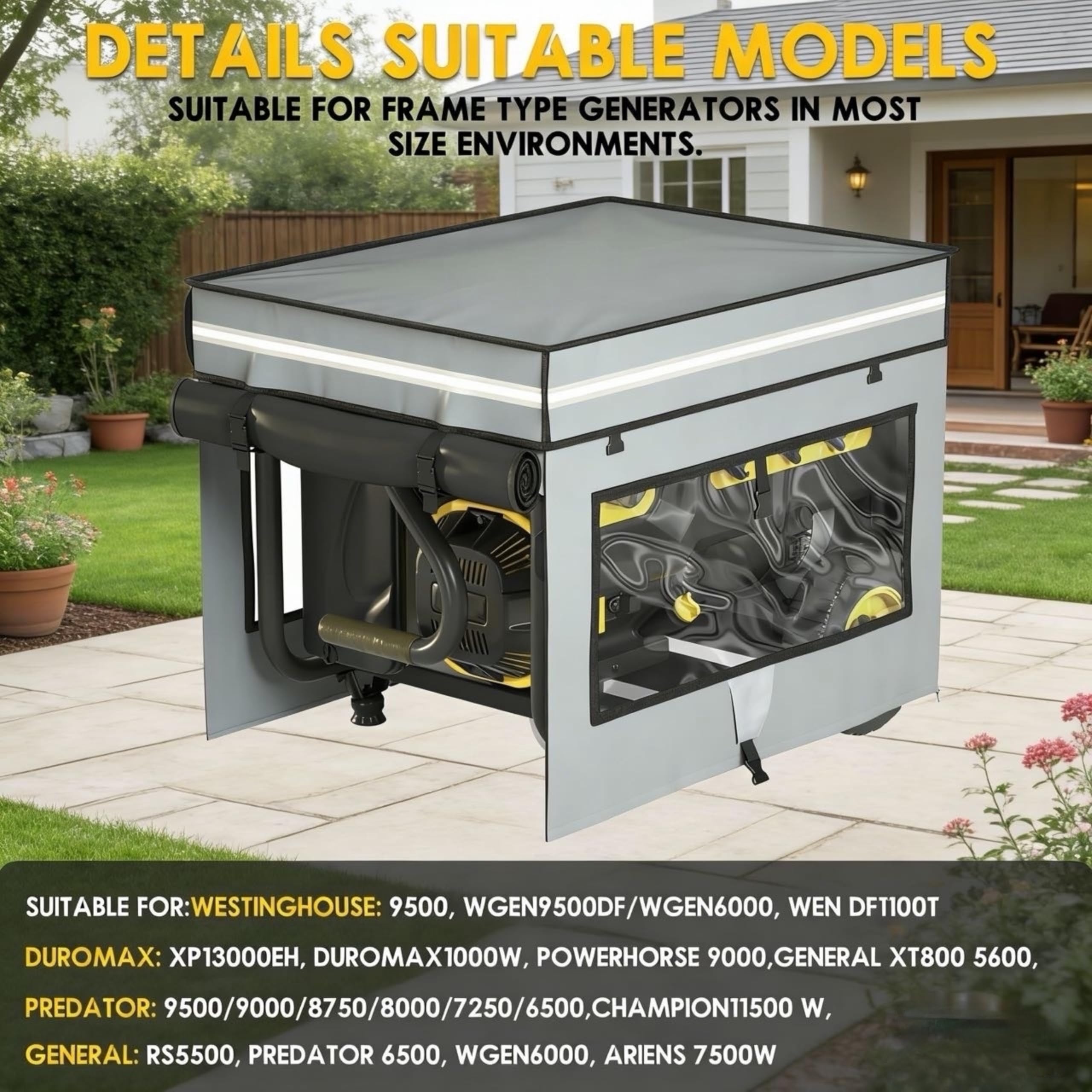 akkkan side profile installed on generator illustrating weather protection benefit