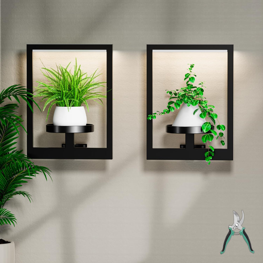 ALACOO front view of framed plant stand showing modern wall decor benefit