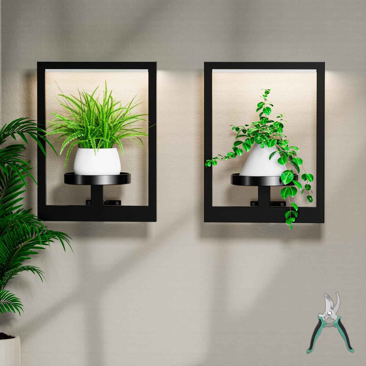 ALACOO front view of framed plant stand showing modern wall decor benefit