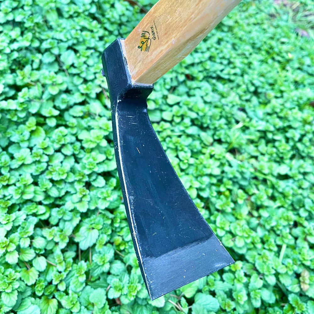 alanx hoe cutting weed roots cleanly to support easier weeding