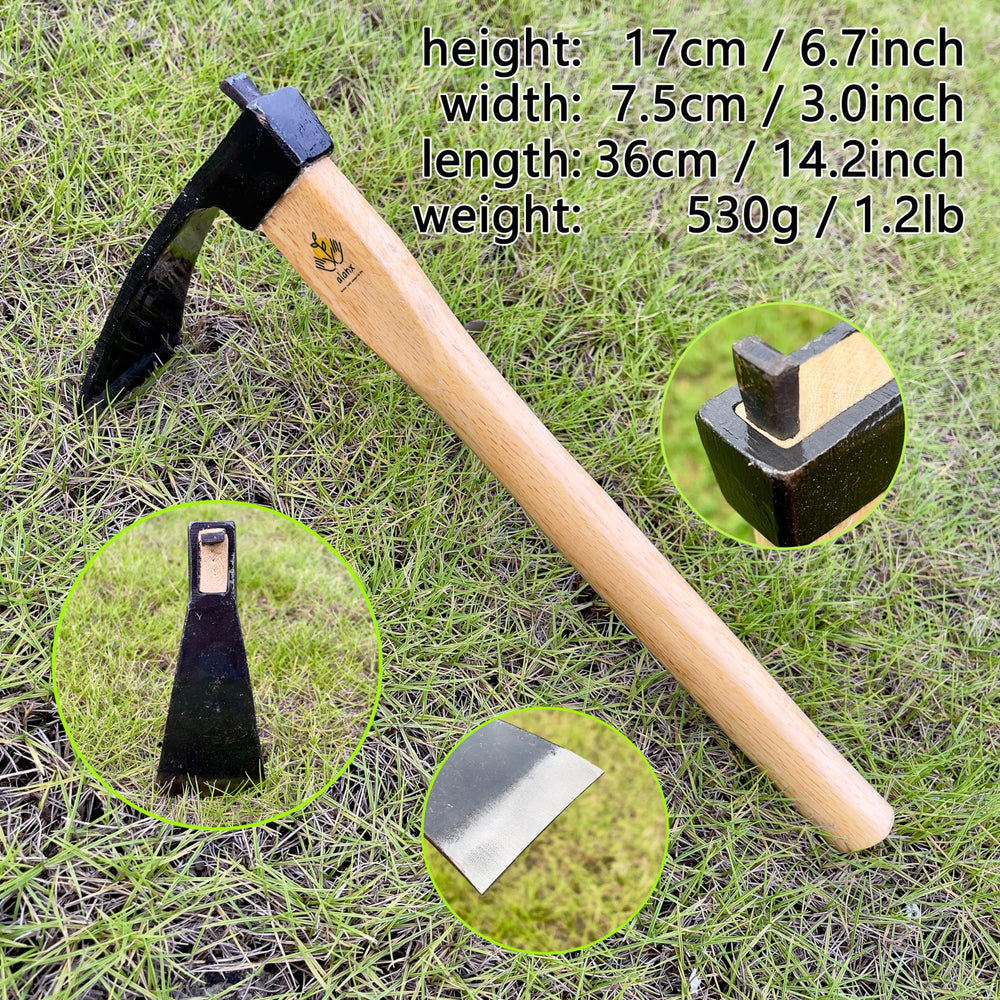 alanx oak handle close-up highlighting smooth grip and durable wood