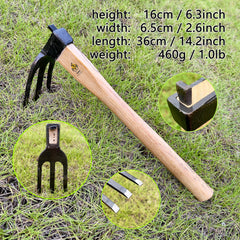 alanx close-up of three tines highlighting sturdy edges that chop roots effectively