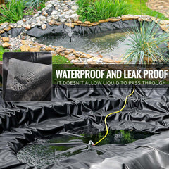 ALDMIO pond liner installed in a backyard pond demonstrating neat edges and containment