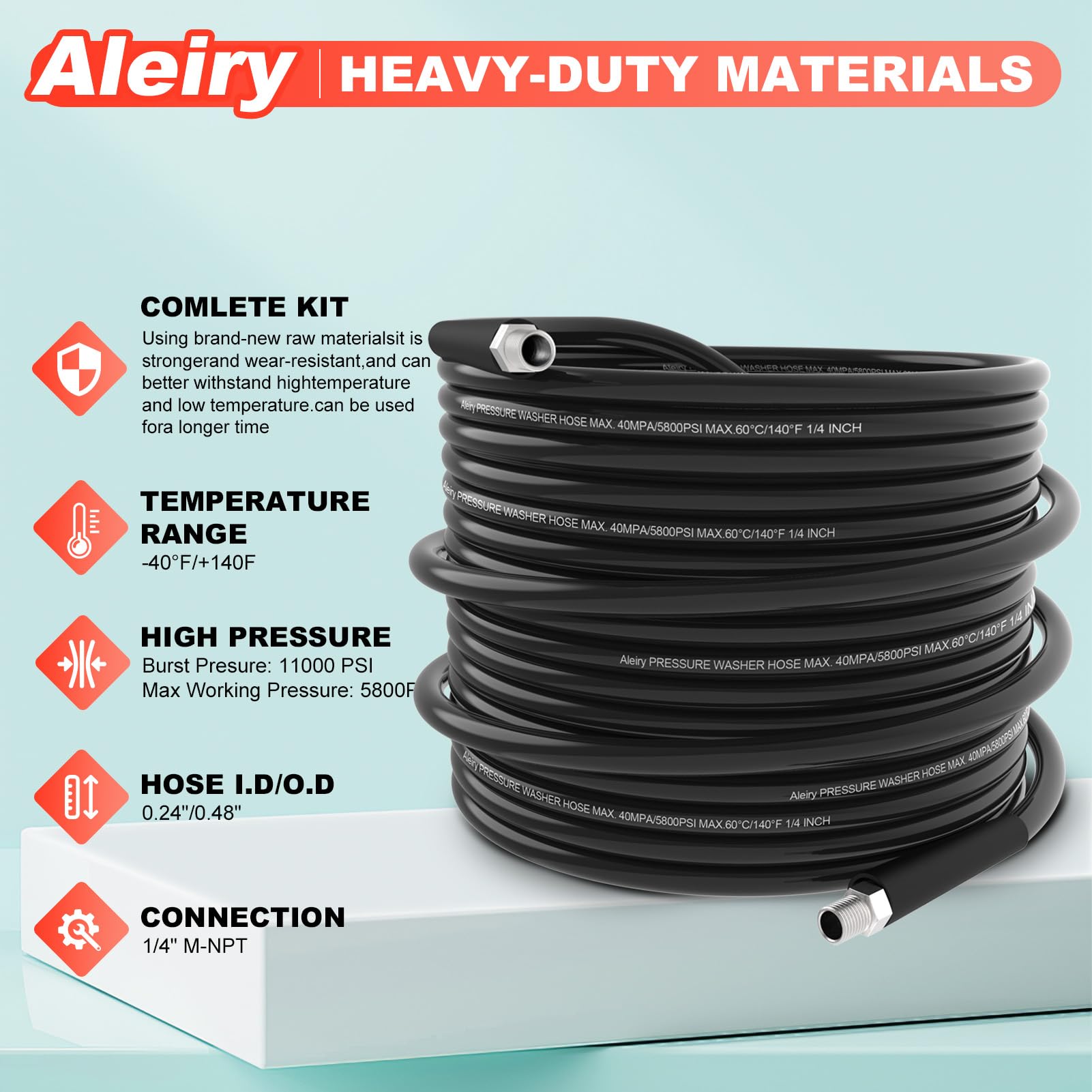 Aleiry hose close-up showing reinforced layers and durability