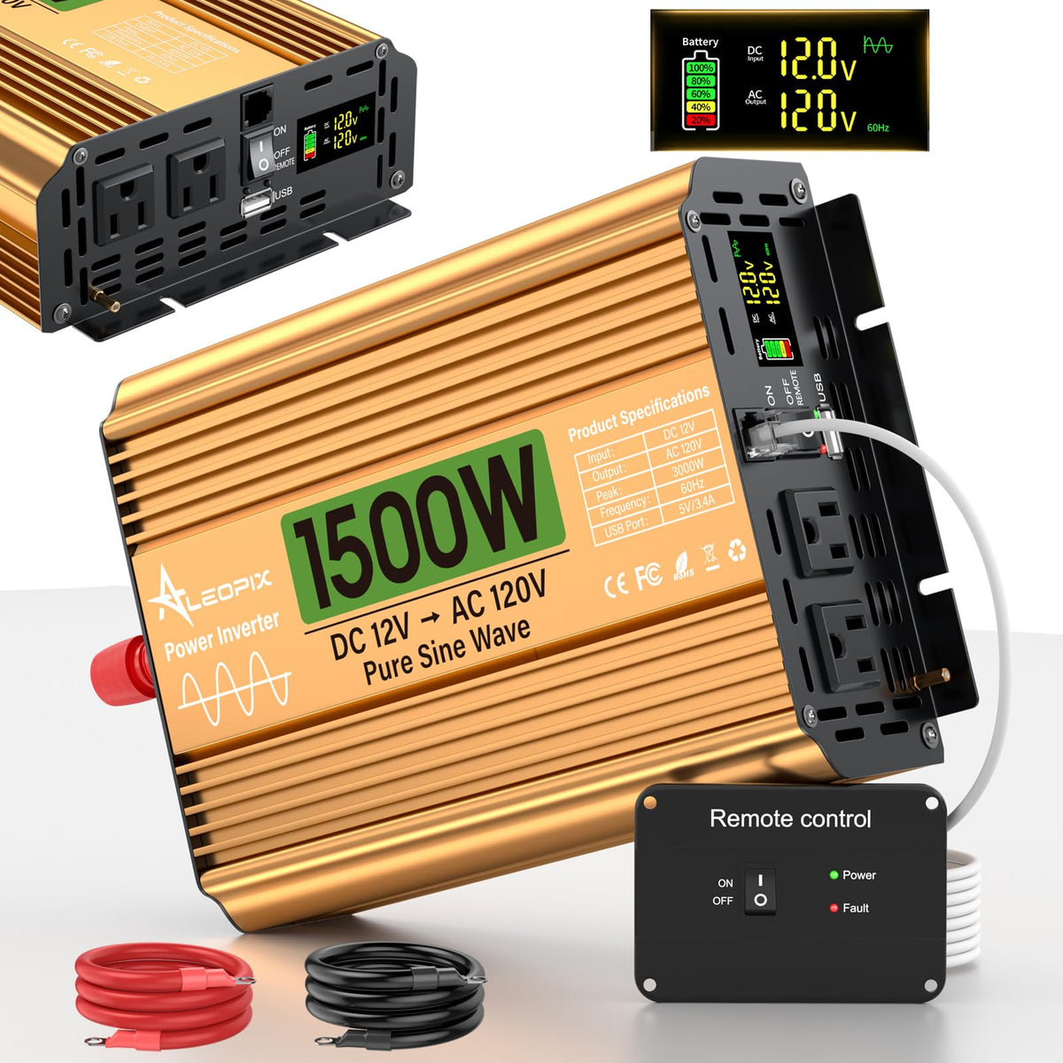 ALEOPIX front panel showing ports and controls for easy power access