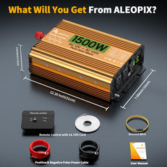 ALEOPIX bright LED display close-up showing power and battery readings