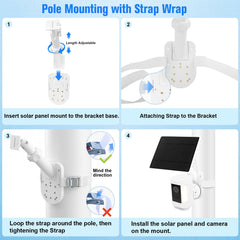ALERTCAM mounted on pole using strap for secure outdoor placement