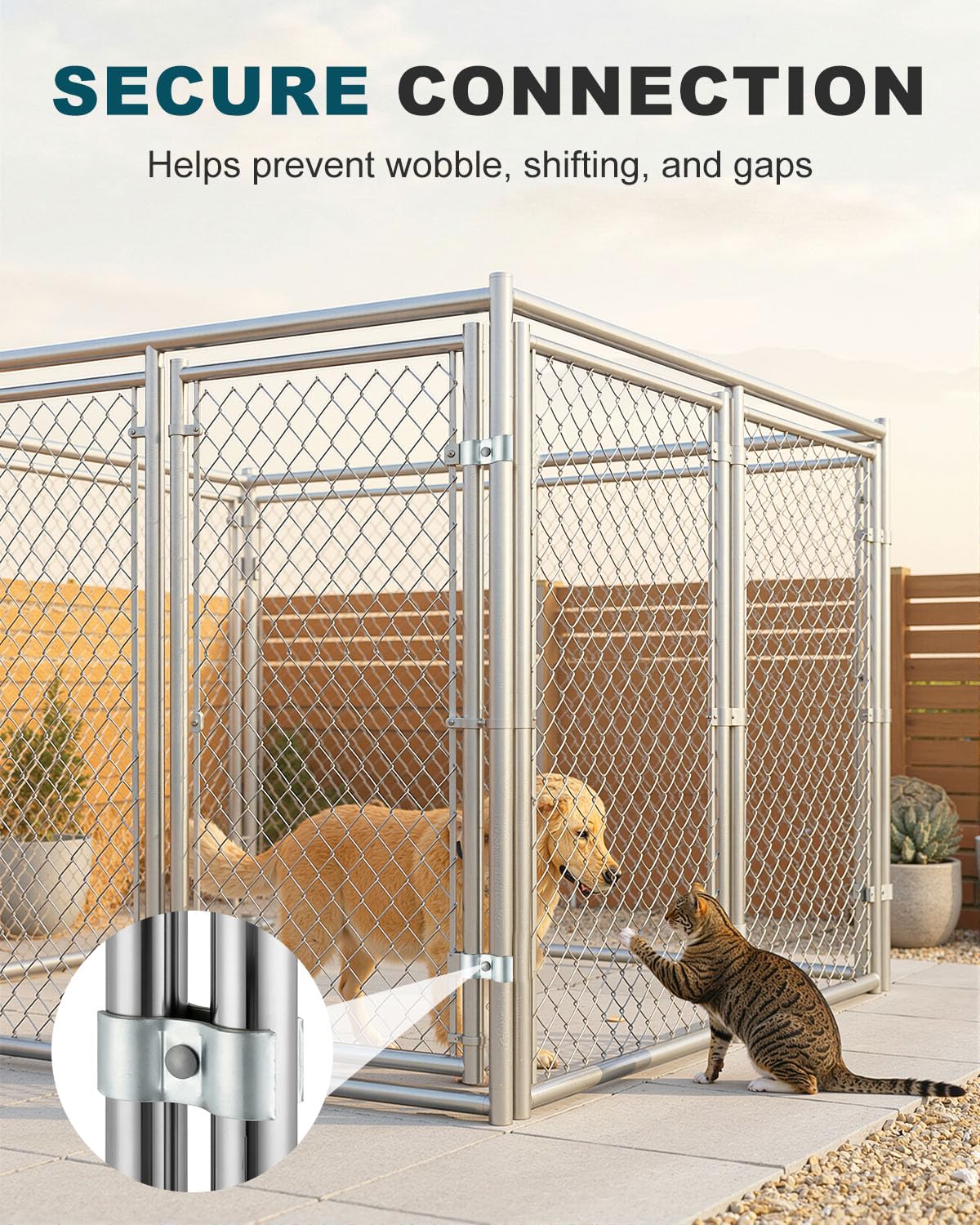 Alffun assembled clamp on round pipe securing kennel panel benefit