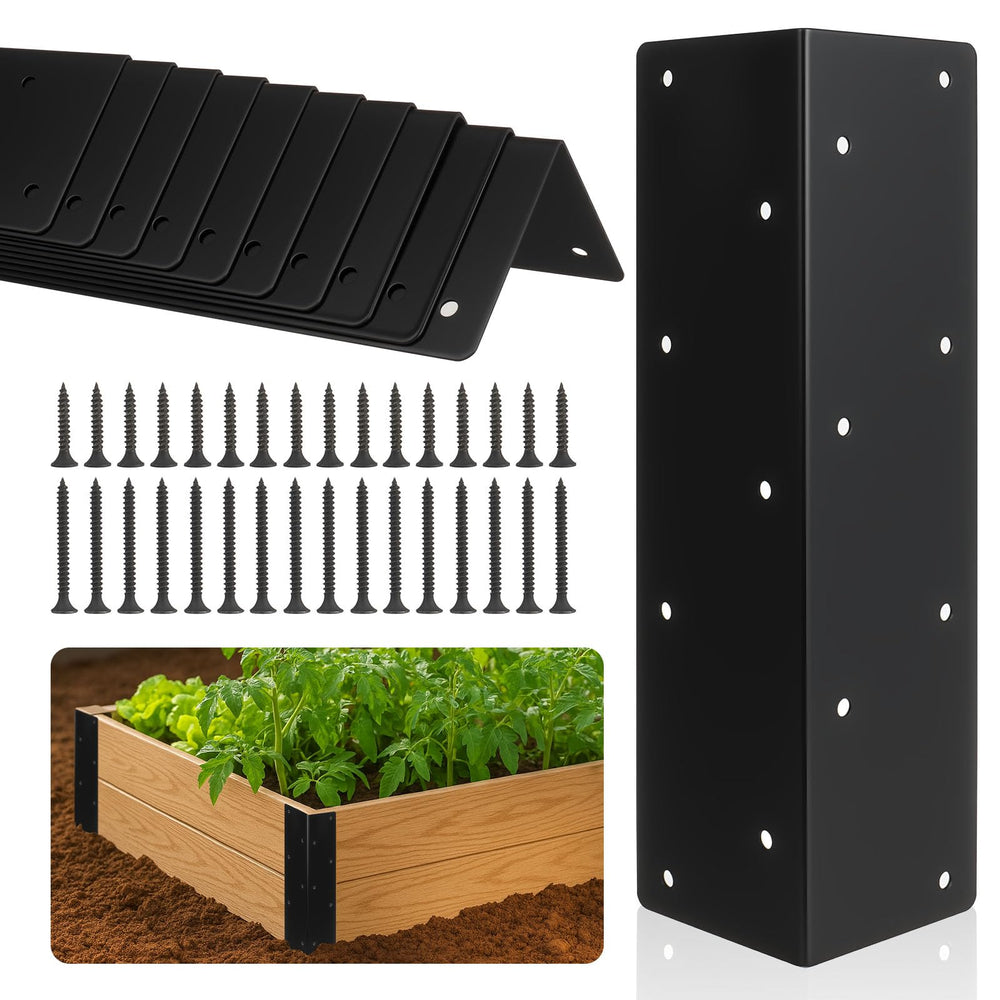 Alffun 12-pack corner brackets front view showing robust steel and powder coat durability