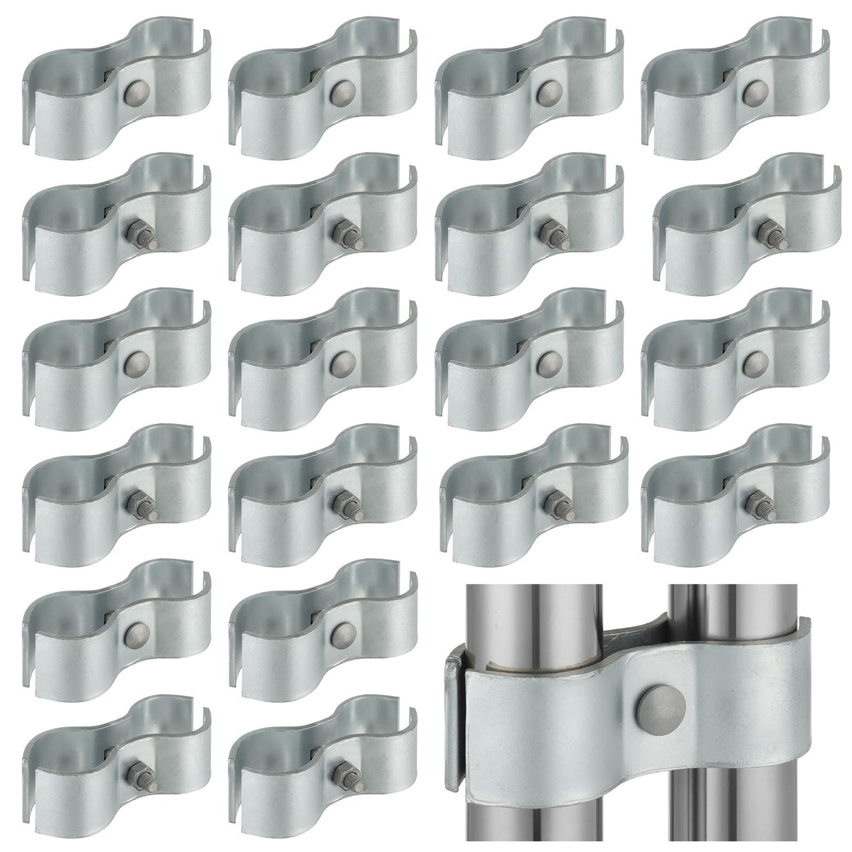 Alffun front view of 20-piece kennel clamps pack showing contents and capacity