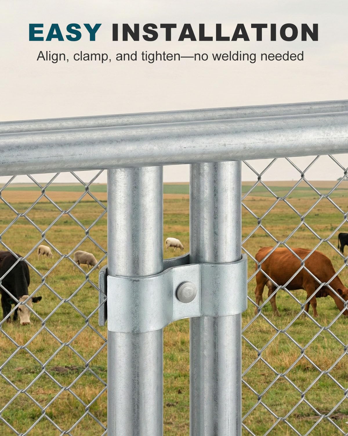 Alffun installation in dog run demonstrating quick, tool-friendly setup benefit