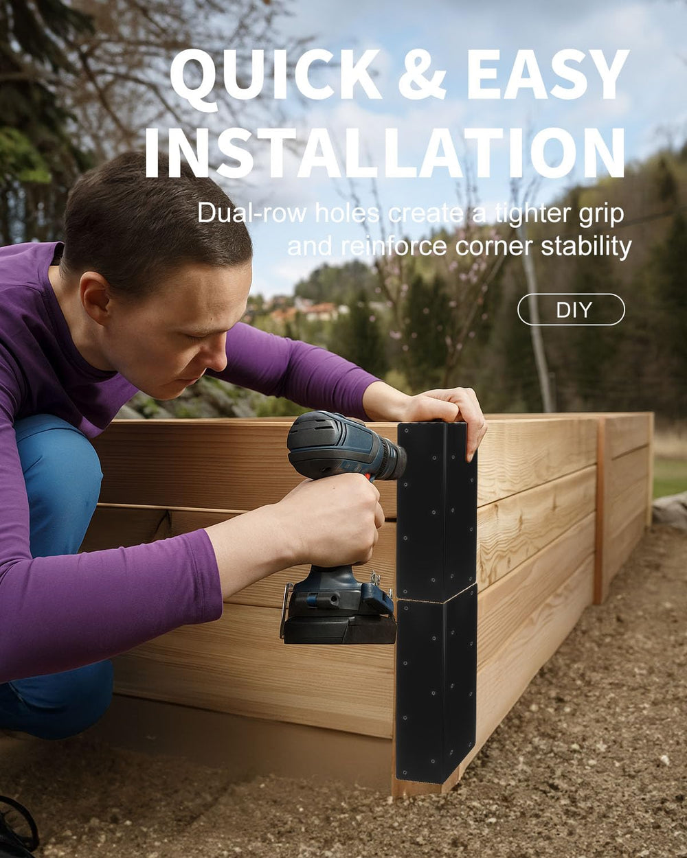 Alffun brackets in a garden setting illustrating easy installation and neat finish