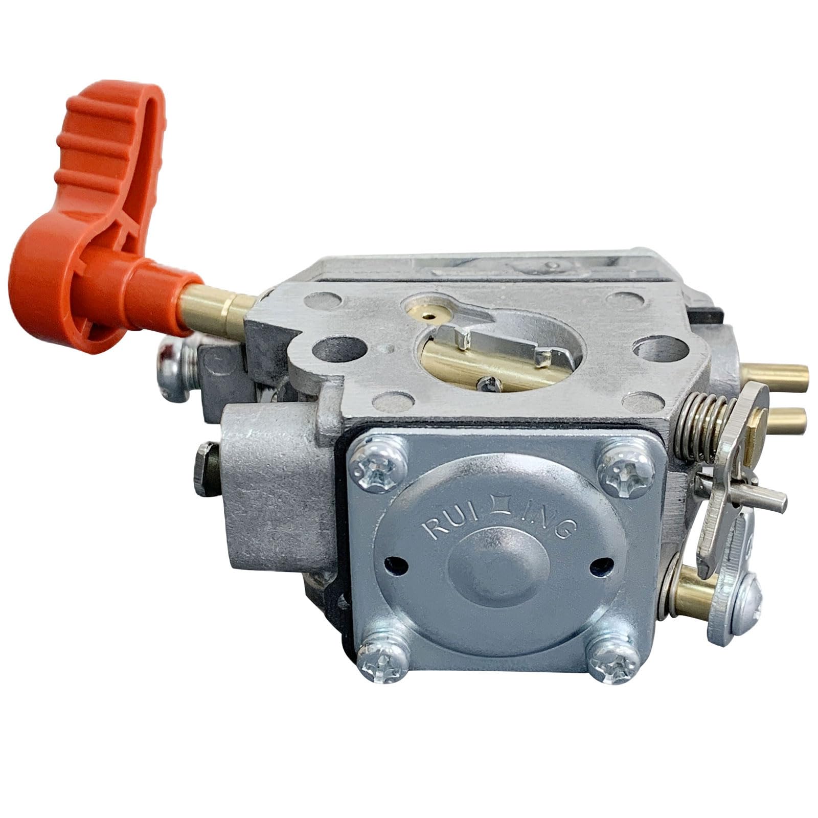 ALFUL Ruixing carburetor beside ruler showing compact size and compatibility