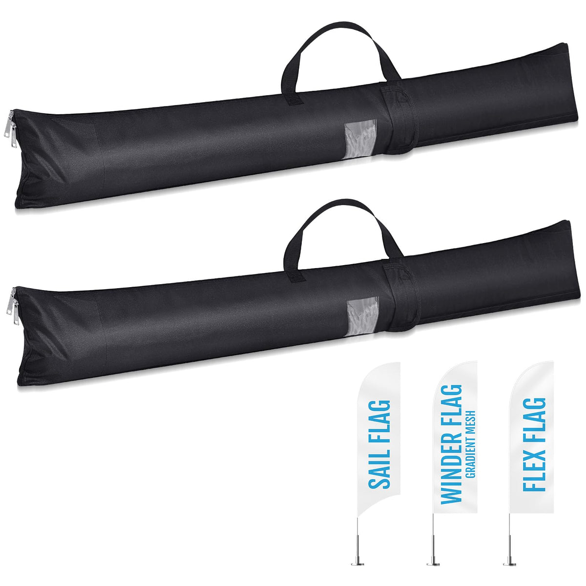 Aliceset front view of closed flag carrying case showing compact protection