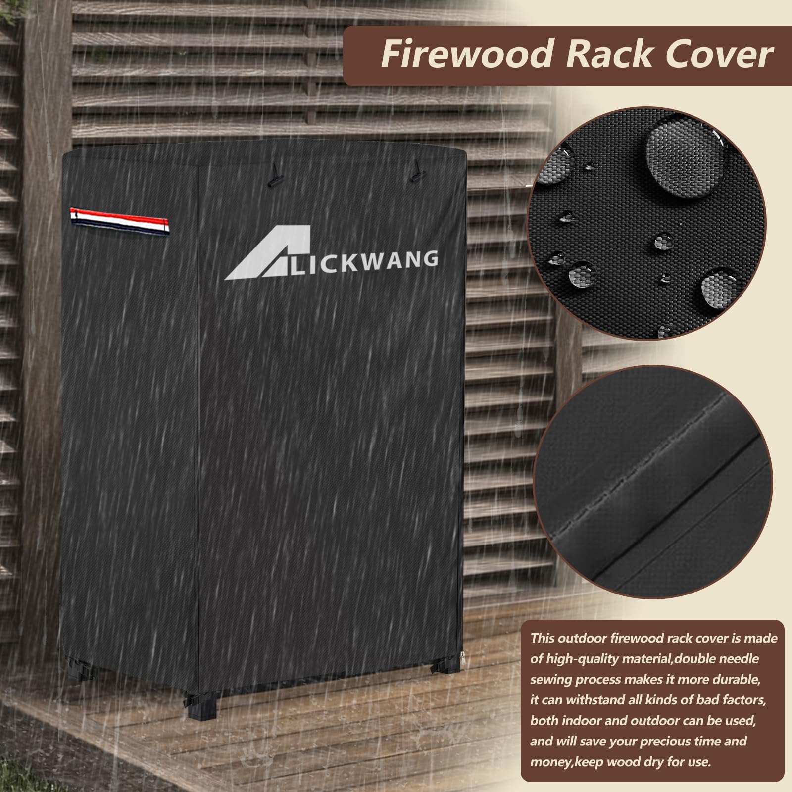Alickwang back zipper opened for easy wood loading and convenient access benefit