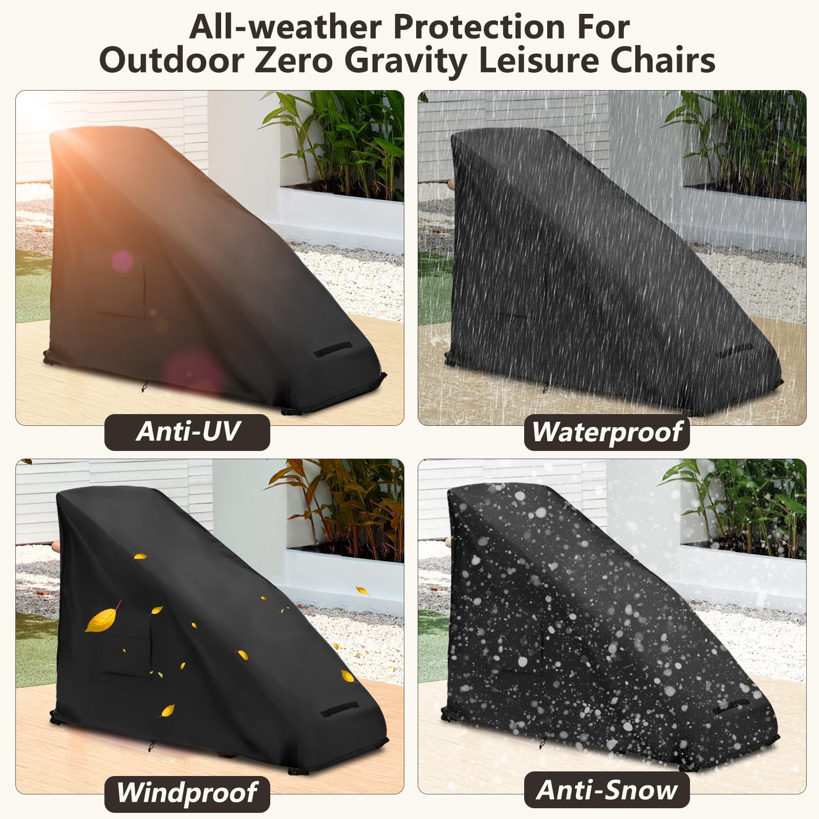 Alickwang covered chair on patio, conveys all-weather outdoor protection benefit