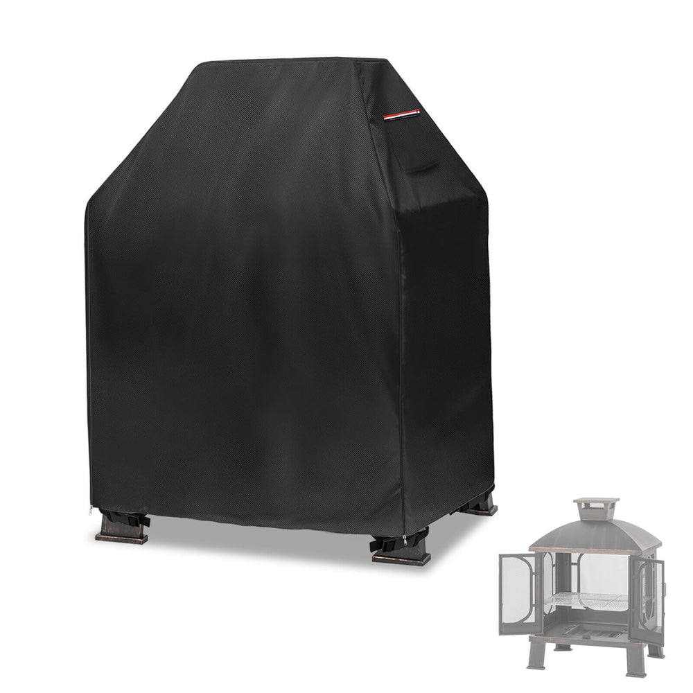 Alickwang front view cover on chiminea showing full protection benefit