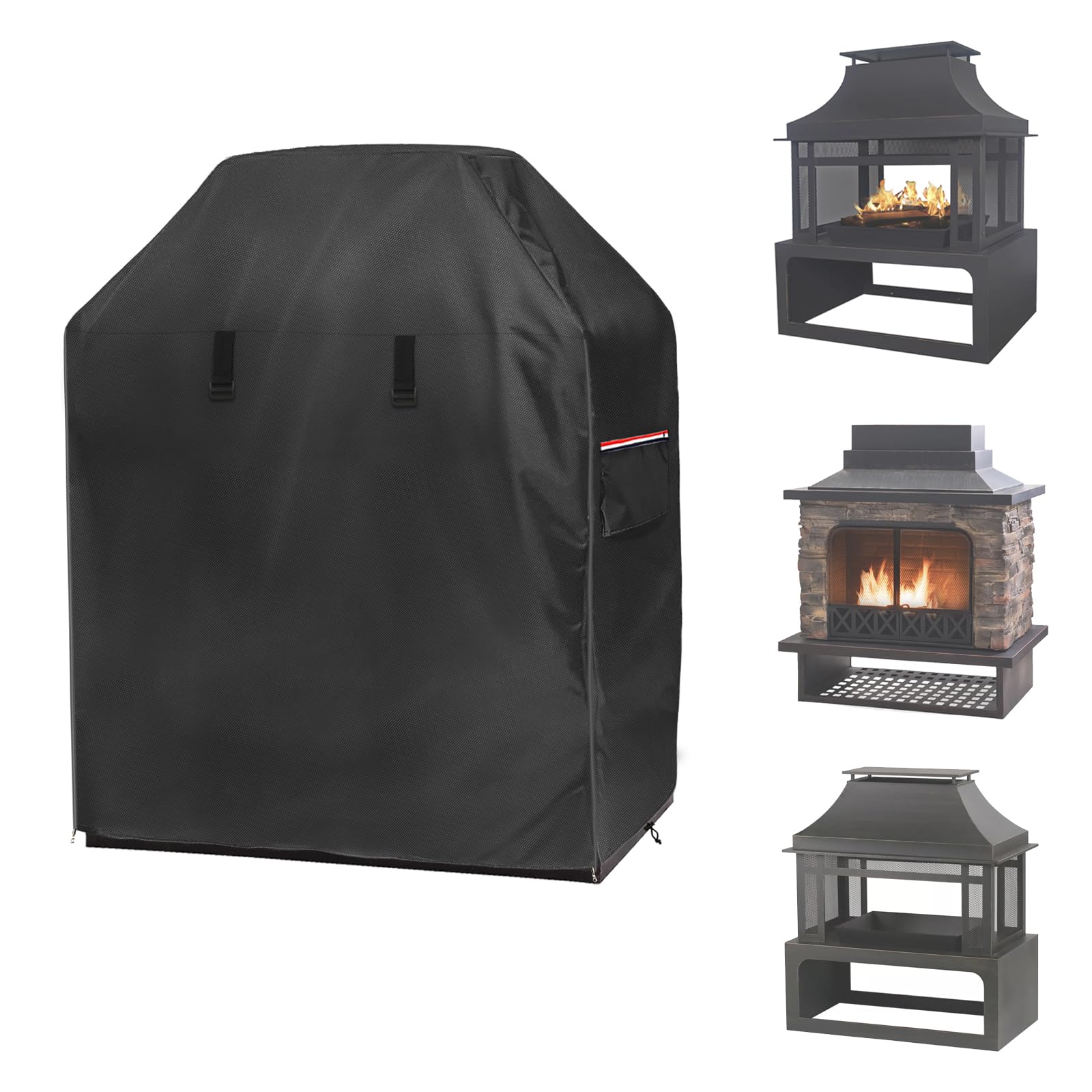 Alickwang front view showing full cover protecting fireplace, weatherproof protection