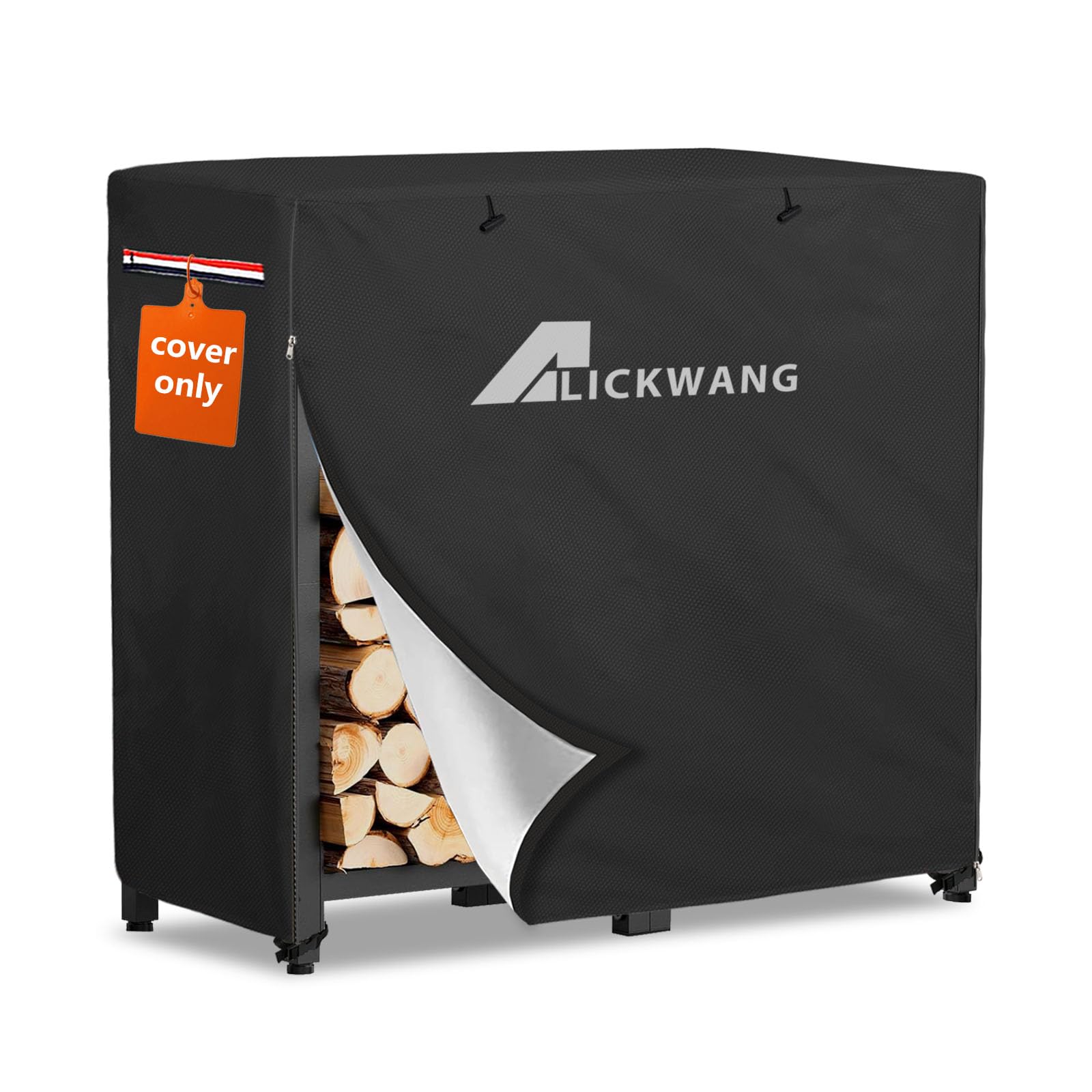 Alickwang front view of covered rack protecting wood from weather