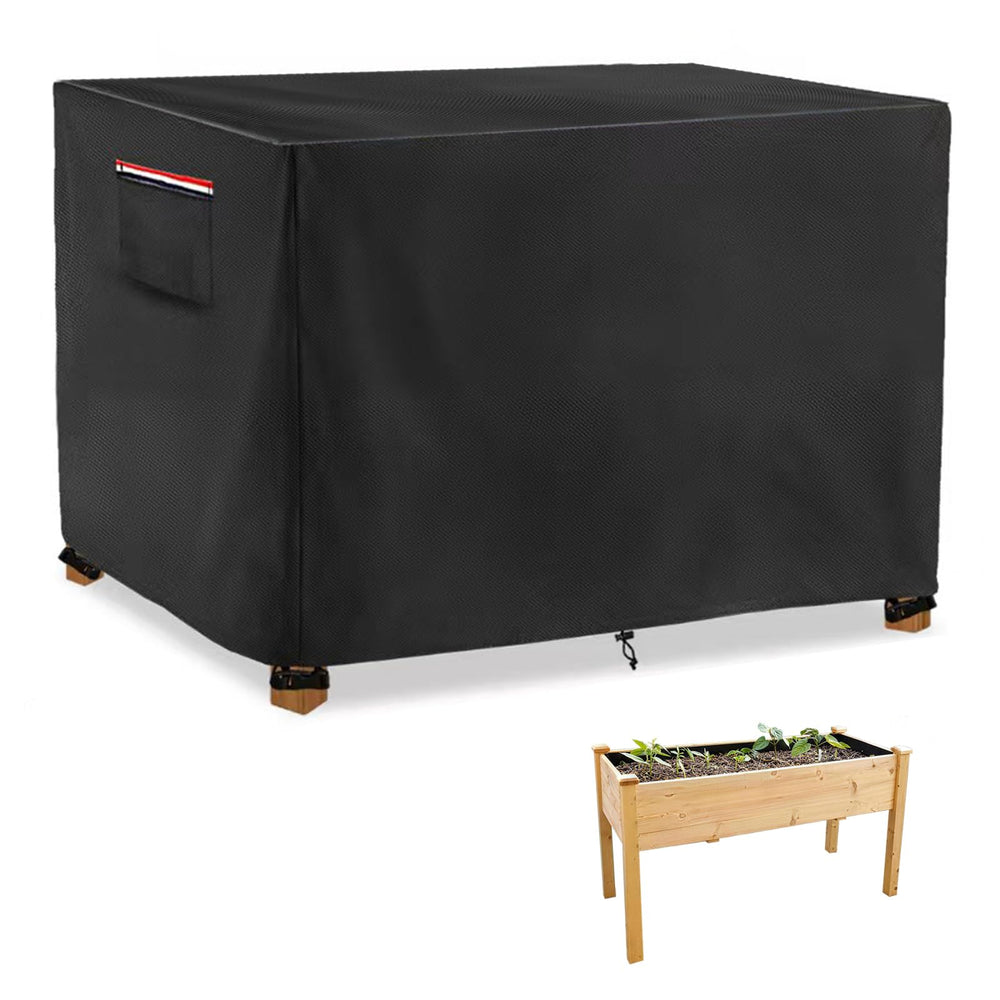 Alickwang front view of cover on raised bed showing full weather protection