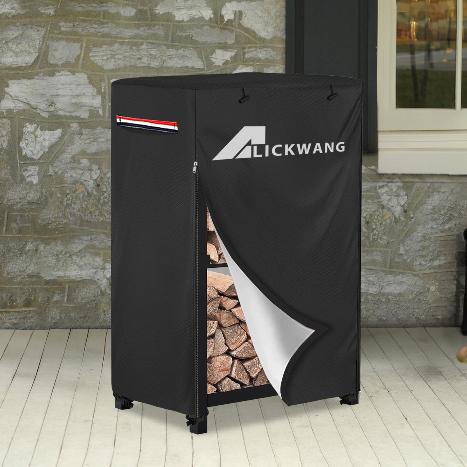 Alickwang cover in use beside firepit demonstrating outdoor protection benefit