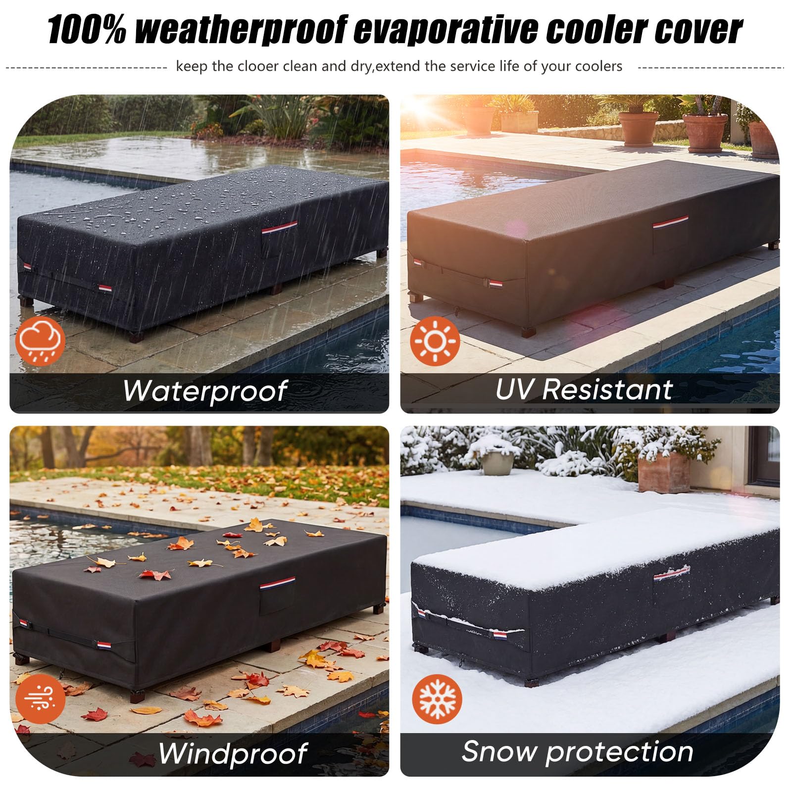 Alickwang cover secured on a patio lounge demonstrating wind resistance
