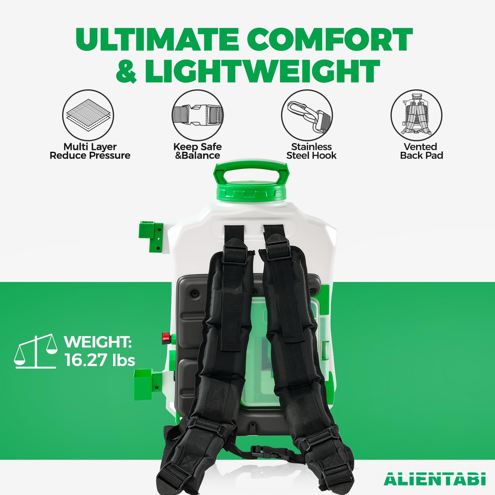 ALIENTABI next to a gallon jug for scale demonstrating compact size with large capacity benefit