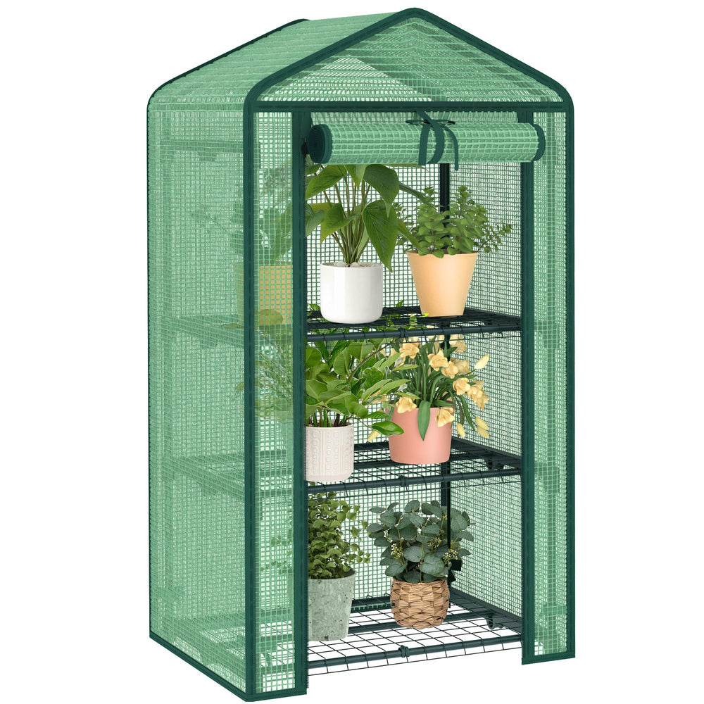 AlisisFores greenhouse front view showing protection and organized plants