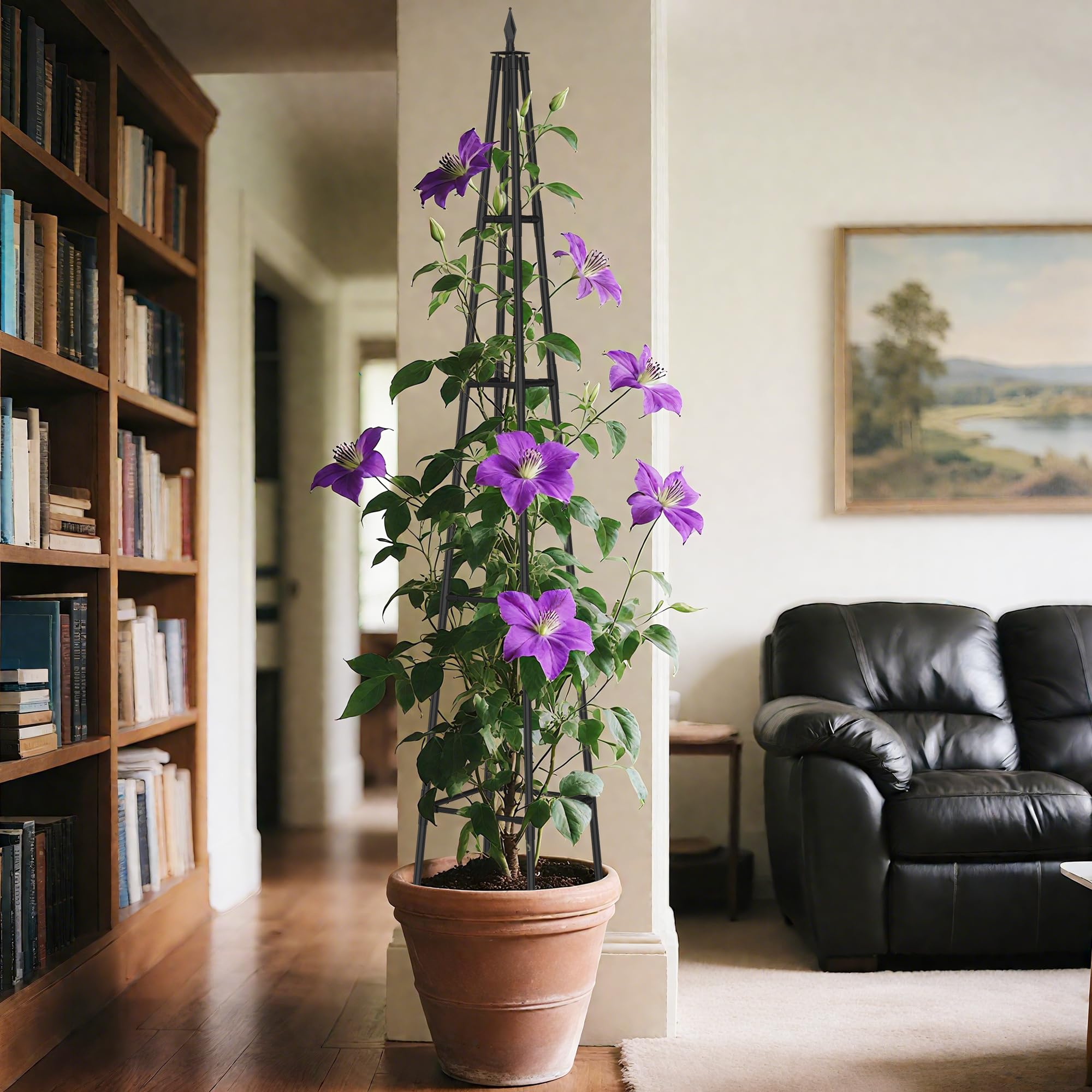 AlisisFores obelisk on patio with plants showing decorative focal point benefit
