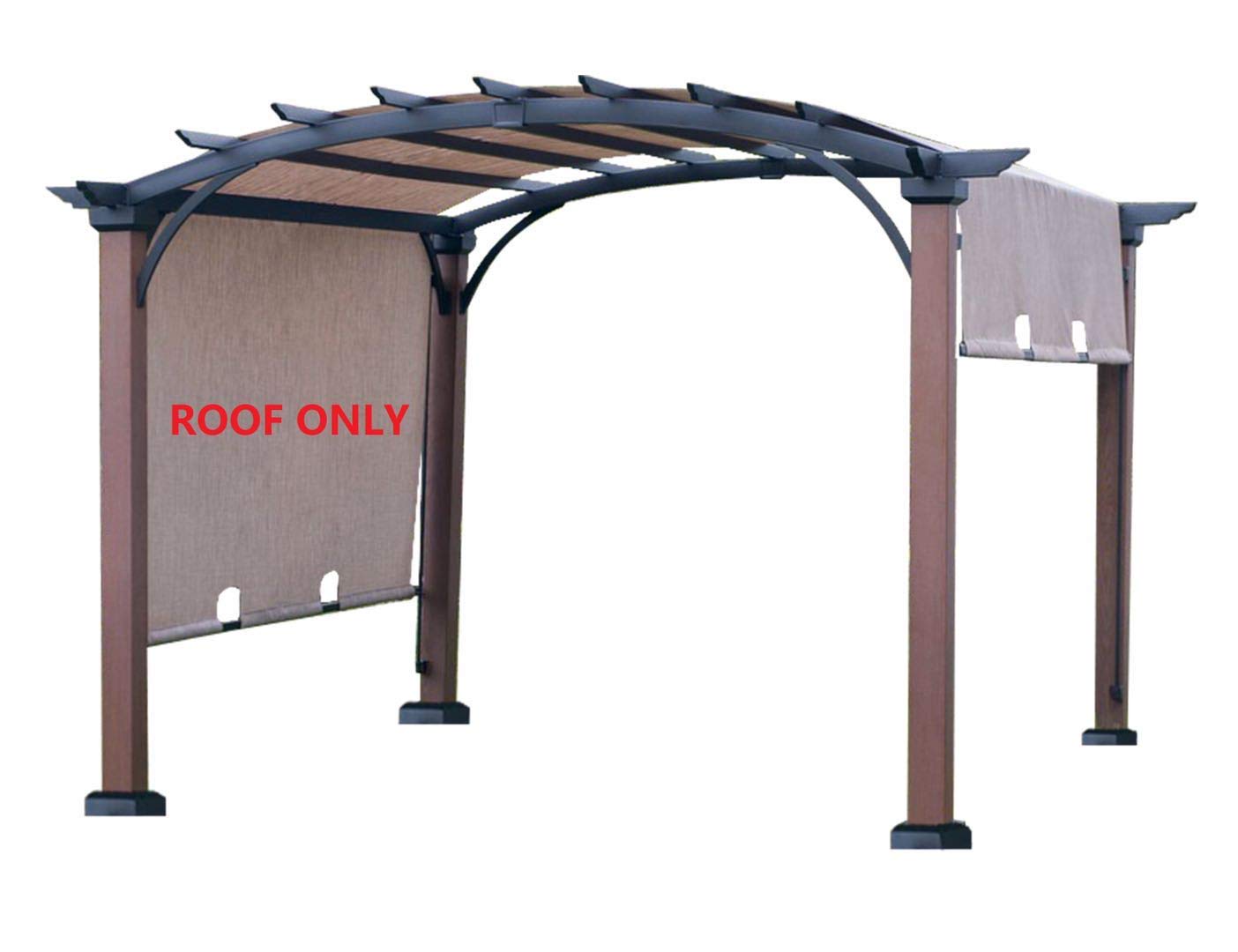 ALISUN front view of tan replacement canopy showing fit and coverage benefit