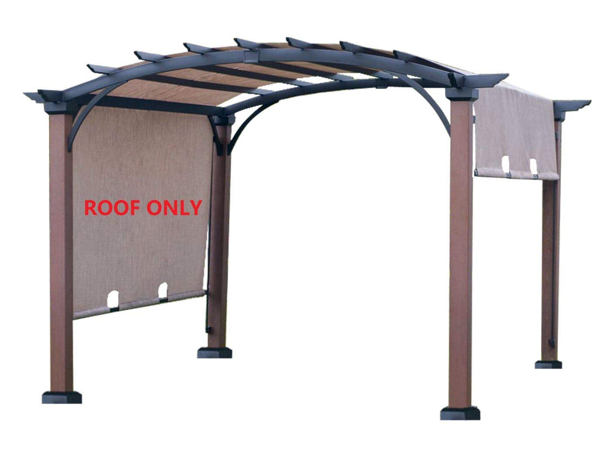 ALISUN front view of tan replacement canopy showing fit and coverage benefit