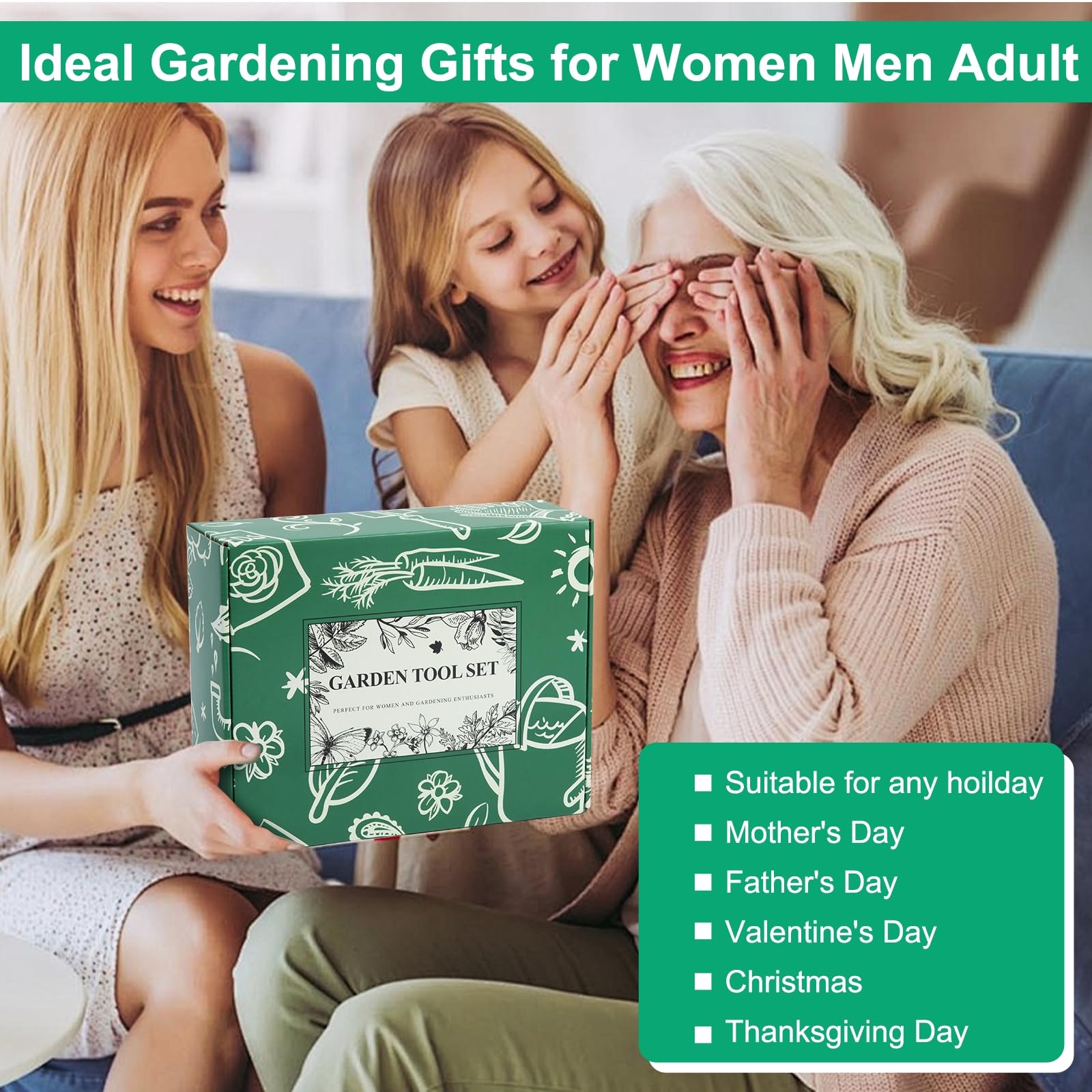 Alitifiy gardener using kit in bed showing portability and practical use