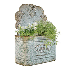 All Chic front view of antique blue wall planter showing rustic style and quick visual upgrade