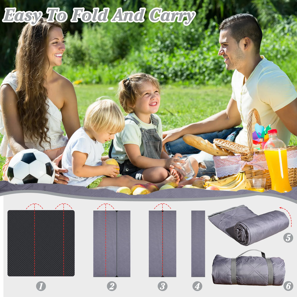 ALLBFENG family picnic on blanket showing roomy seating for group