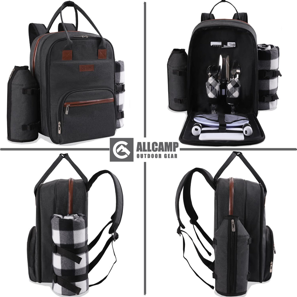 ALLCAMP detachable insulated wine holder attached to backpack to protect and chill bottles