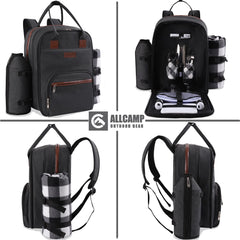 ALLCAMP detachable insulated wine holder attached to backpack to protect and chill bottles