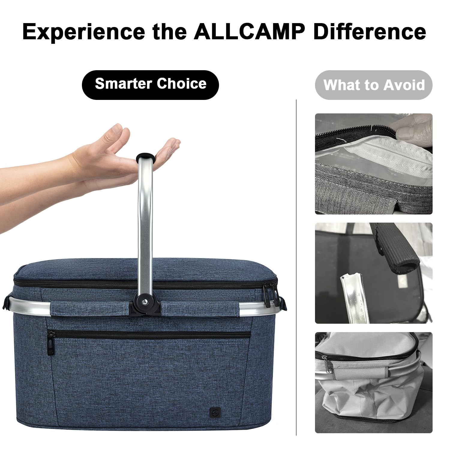 ALLCAMP OUTDOOR GEAR close-up of welded insulated interior showing leak-proof lining advantage