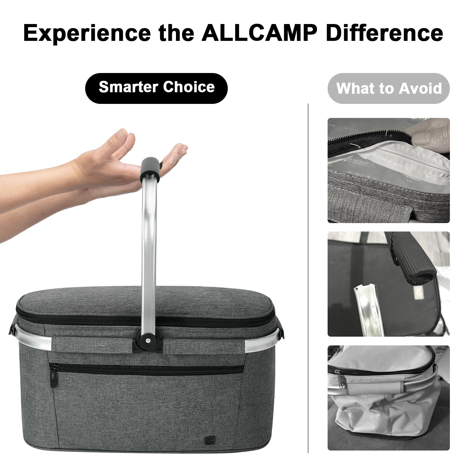 ALLCAMP close-up of welded leak-proof interior lining for easy cleanup
