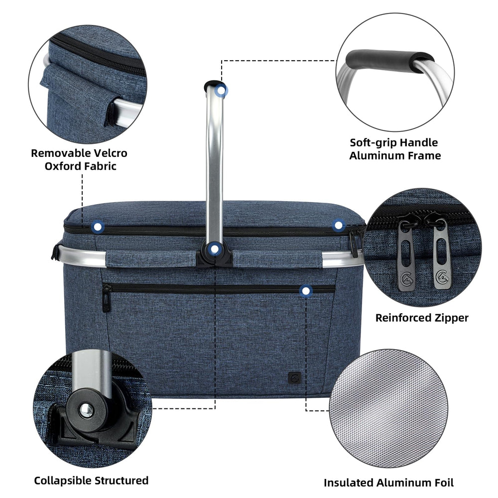 ALLCAMP OUTDOOR GEAR two reusable ice packs beside basket showing extended cooling benefit