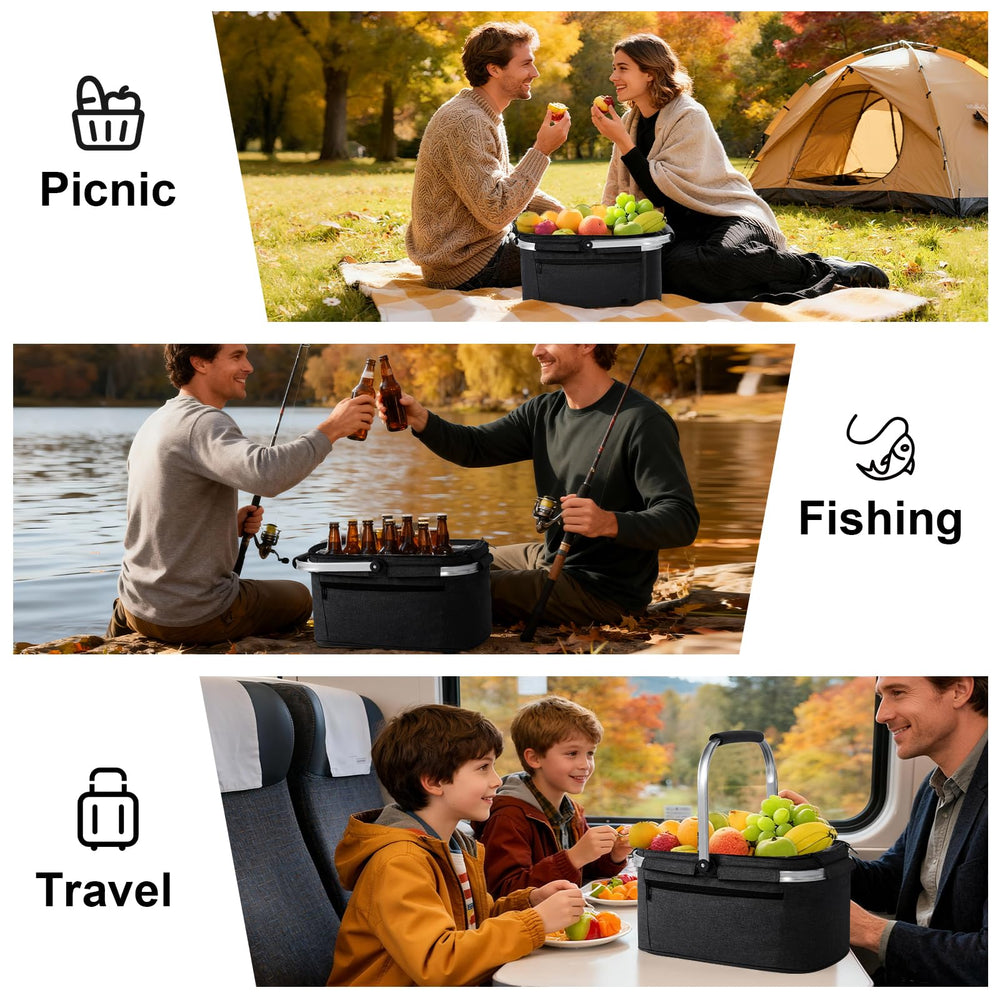 ALLCAMP OUTDOOR GEAR cooler beside bottles to show 32L capacity benefit