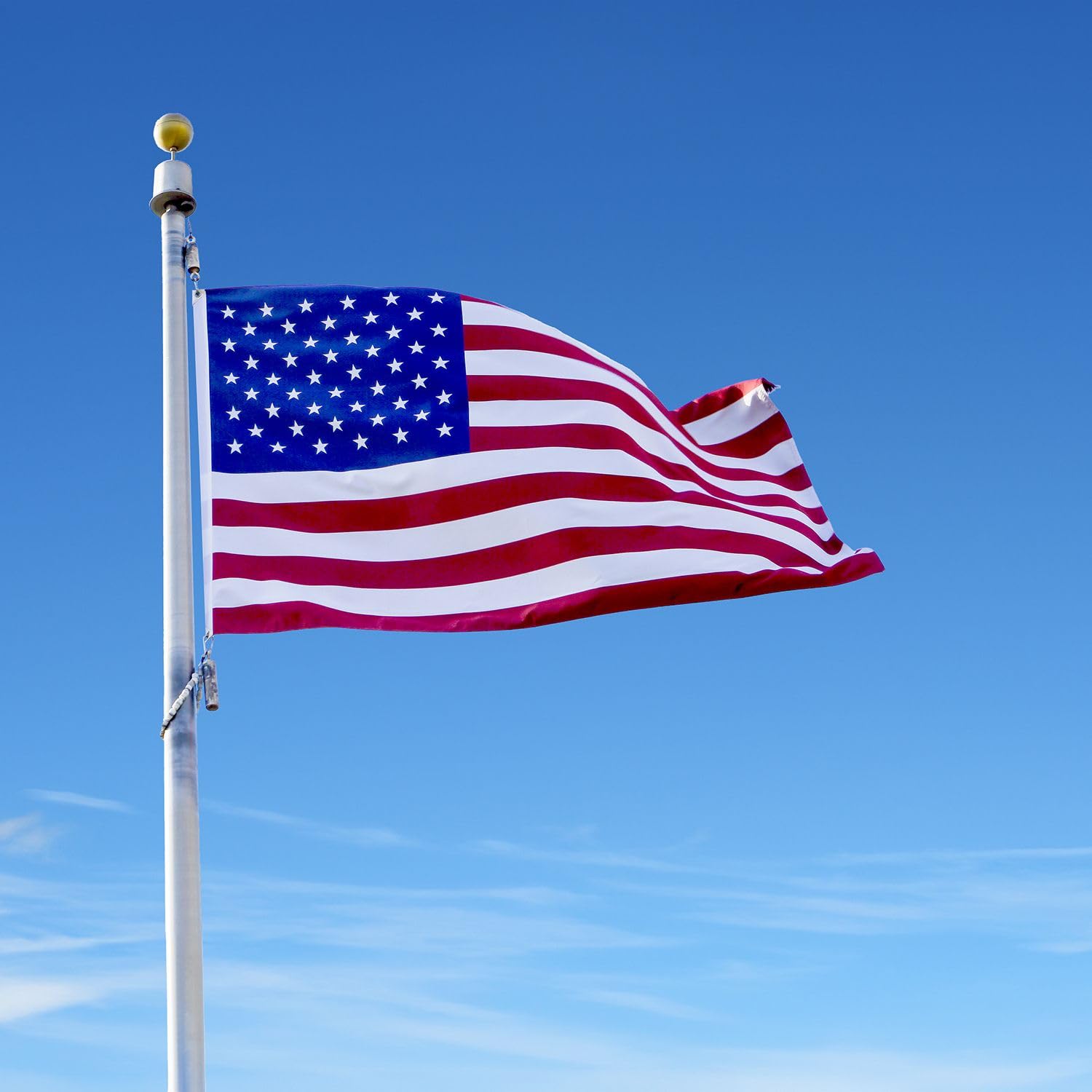 Allied Flag close-up of embroidered stars showcasing durability and clear detail