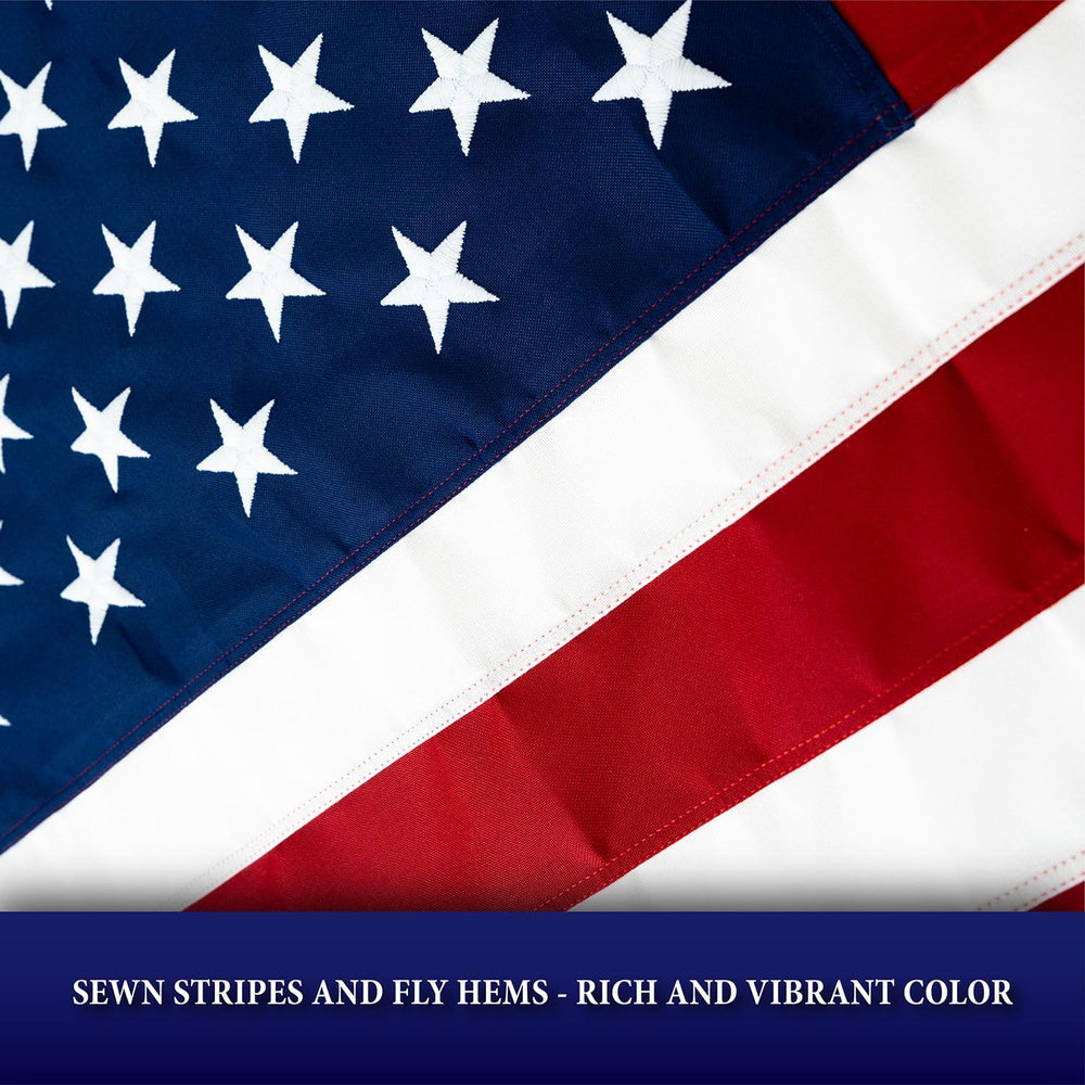 Allied Flag white poly-duck header and grommets ready for secure mounting