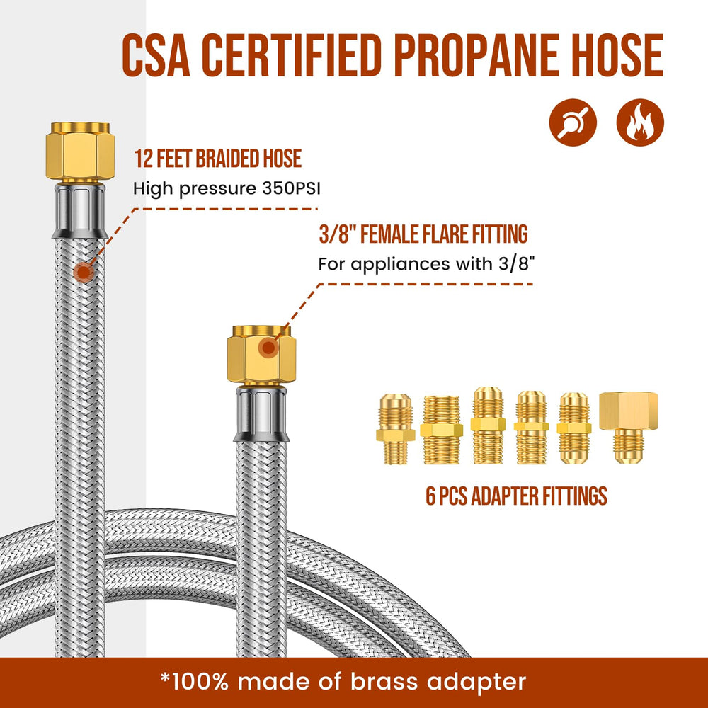 Alloxity coiled 12ft hose demonstrating flexible reach for grills and RVs