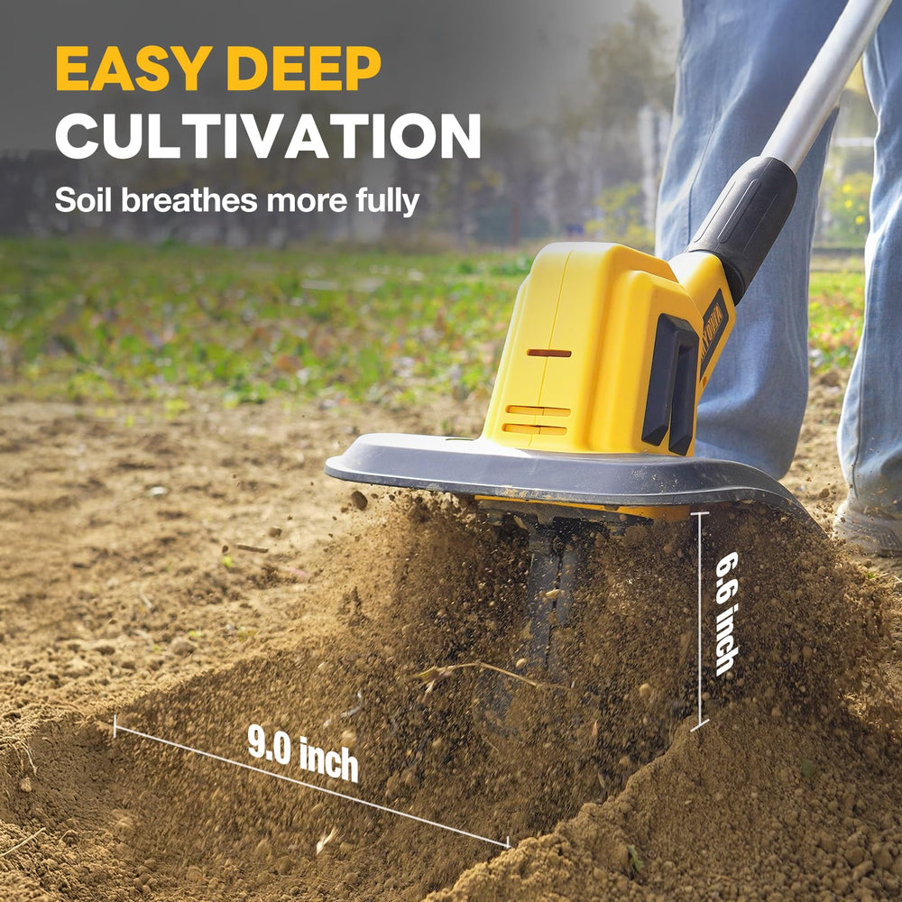 Alloyman close-up of four steel tines for efficient soil breaking and aeration
