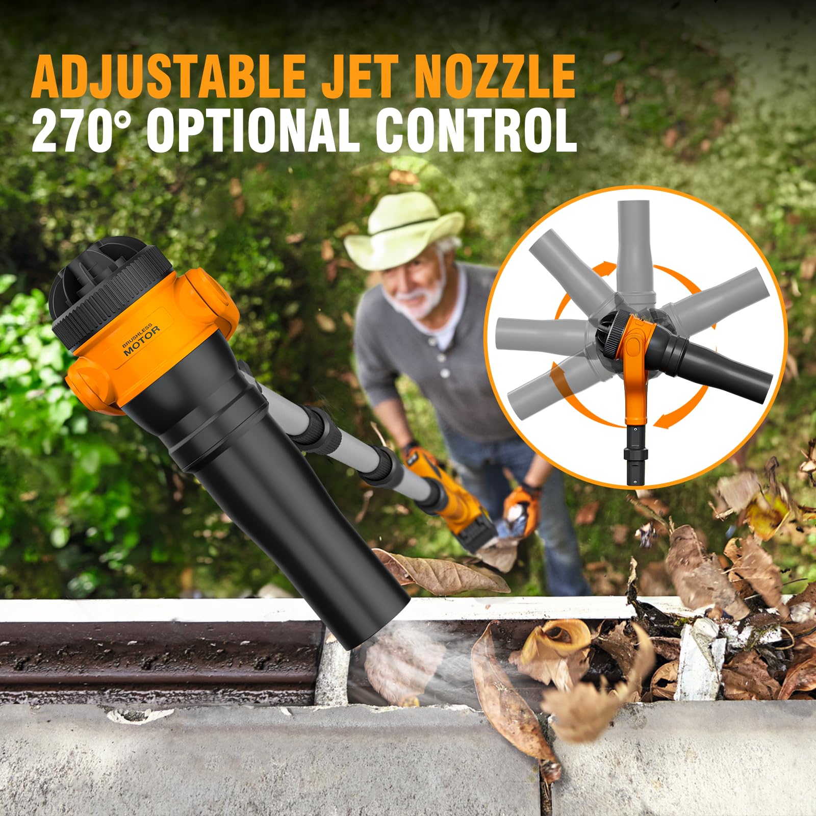 Alloyman being used from the ground to clear roof gutters safely