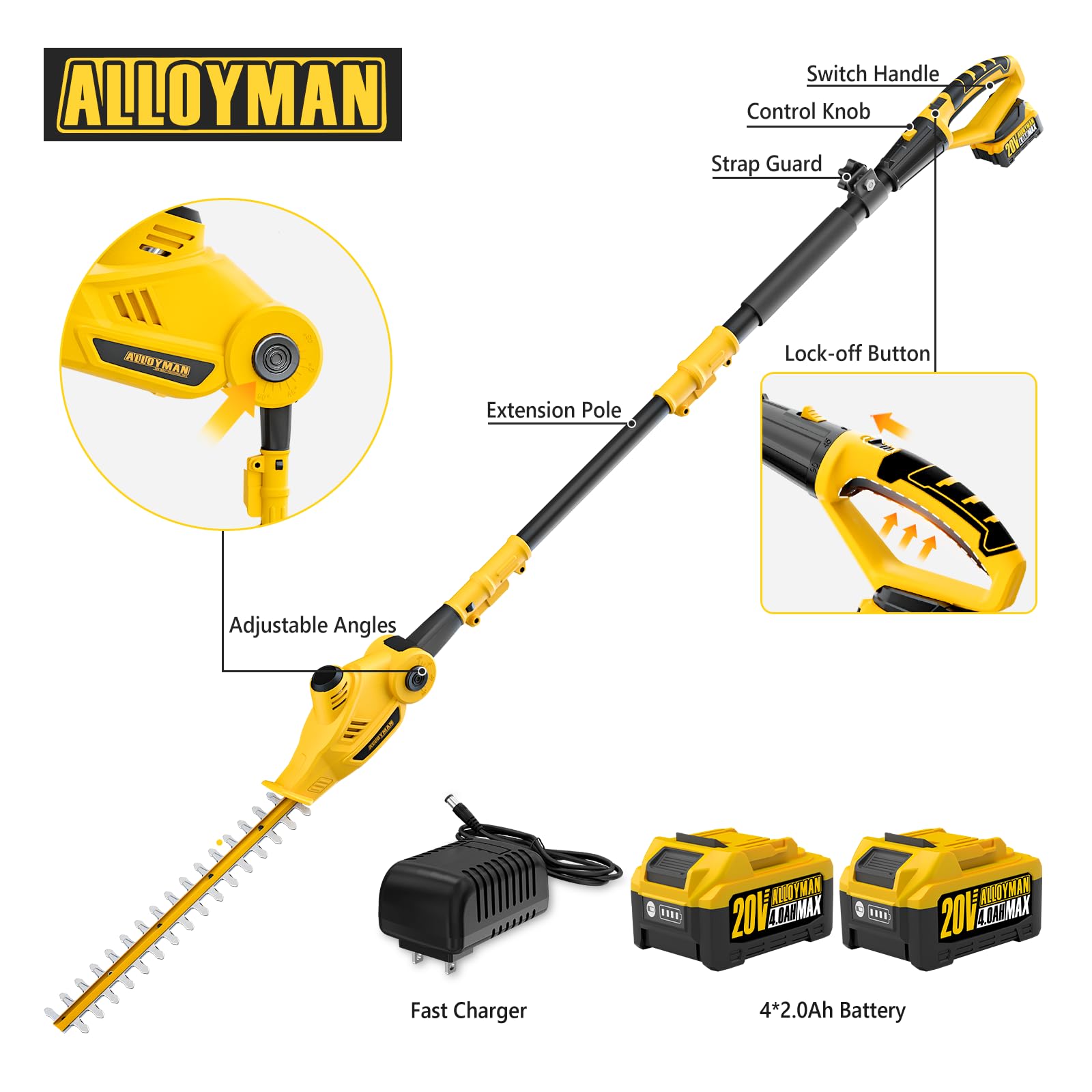 Alloyman next to person to show 8-foot reach and lightweight design